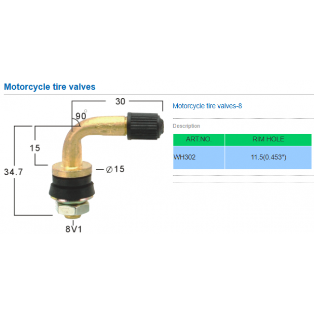 摩托車氣門嘴Motorcycle Tire Valves WH3022 