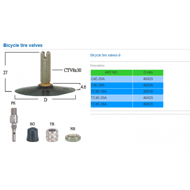 自行車用氣門嘴Bicycle Tire  Valves  C4E系列