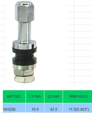 WH26G Passenger car tire valves